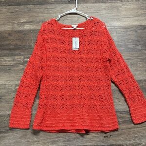 Chico's Odette Fans Daiquiri Vibrant Red Knit Top